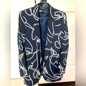 NWT. Unique Zara Blazer. Nautical Print ⚓️ 💙 RARE!! Great Quality